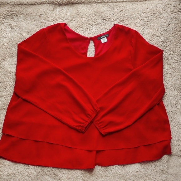 Ing Tops - ING Red Blouse Flowy Size 1x